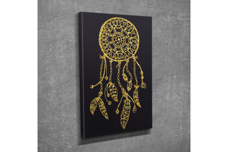 Canvastavla - Gyllene drömfångare med detaljerade mönster och hängen - Guld / Svart - Inredning - Tavlor & konst - Canvastavlor