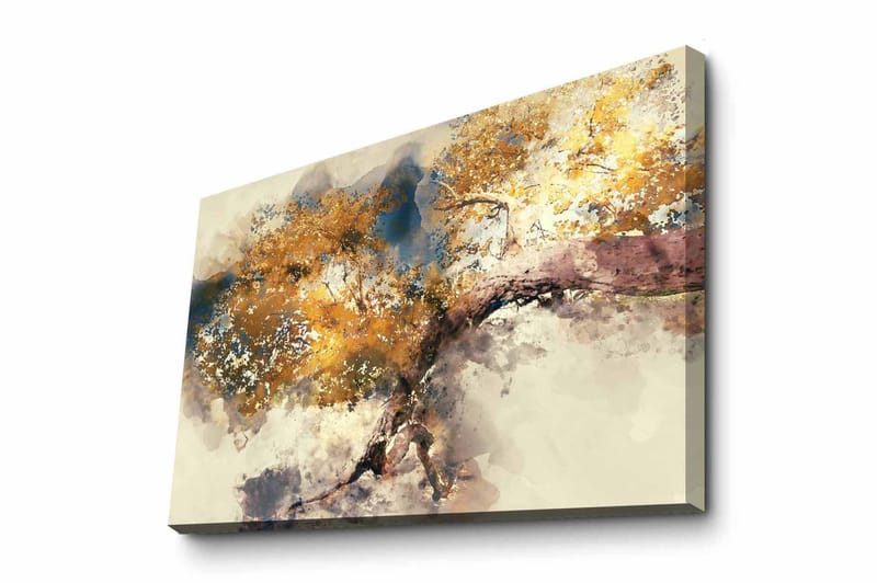 Canvastavla - Gyllene trädgrenar mot en mjuk bakgrund, Guld / Brun / Blå