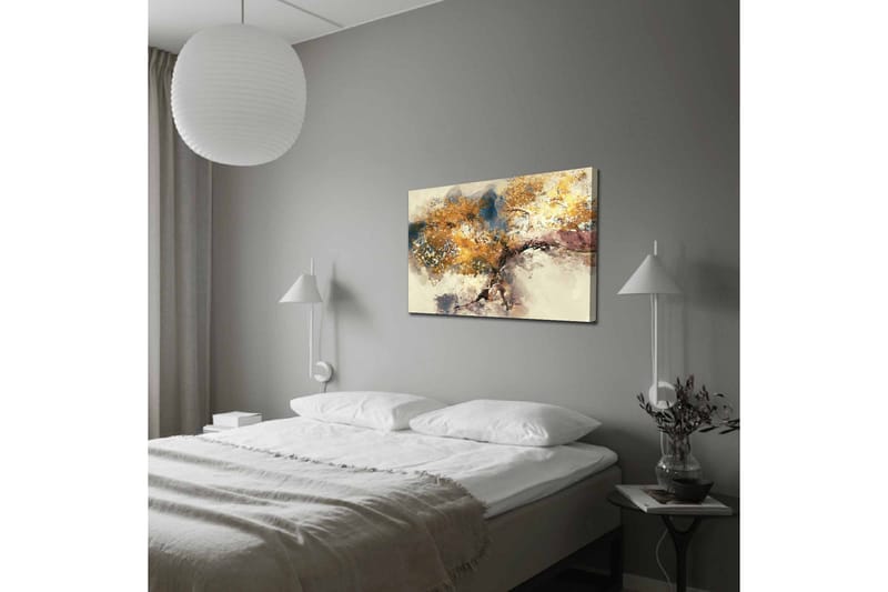 Canvastavla - Gyllene trädgrenar mot en mjuk bakgrund - Guld / Brun / Blå - Inredning - Tavlor & konst - Canvastavlor