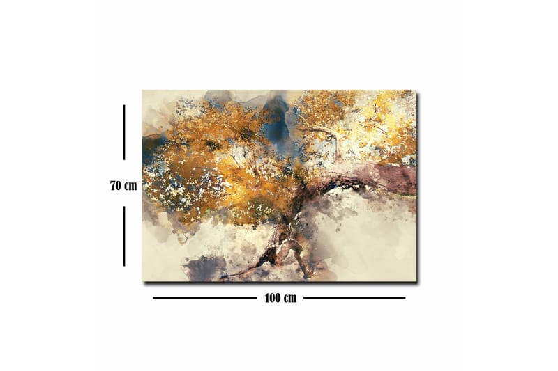 Canvastavla - Gyllene trädgrenar mot en mjuk bakgrund - Guld / Brun / Blå - Inredning - Tavlor & konst - Canvastavlor