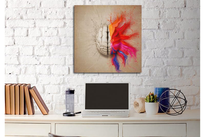Canvastavla - Hjärna som spricker upp med färgglada explosioner av kreativitet - Röd / Orange / Rosa - Inredning - Tavlor & konst - Canvastavlor