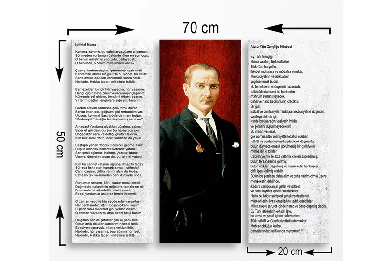 Canvastavla i trä 3-delar 50x70 cm - Porträtt av en man i kostym med en medalj på bröstet - Röd / Svart / Vit - Inredning - Tavlor & konst - Canvastavlor