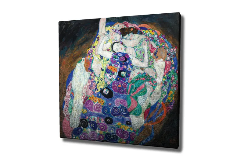 Canvastavla - Intim gemenskap mellan flera kvinnor i en färgglad omfamning, Grön / Lila / Rosa