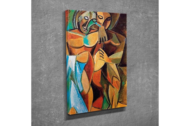 Canvastavla - Intimt par i en omfamnande gest - Brunt / Grönt / Blått - Inredning - Tavlor & konst - Canvastavlor