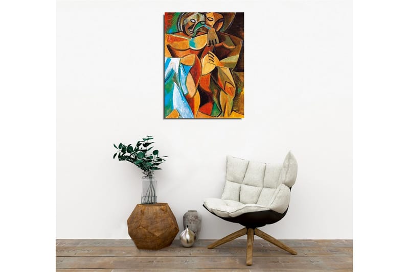 Canvastavla - Intimt par i en omfamnande gest - Brunt / Grönt / Blått - Inredning - Tavlor & konst - Canvastavlor
