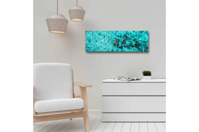 Canvastavla - Kajak som paddlar genom klart turkost vatten - Turkos / Svart / Orange - Inredning - Tavlor & konst - Canvastavlor