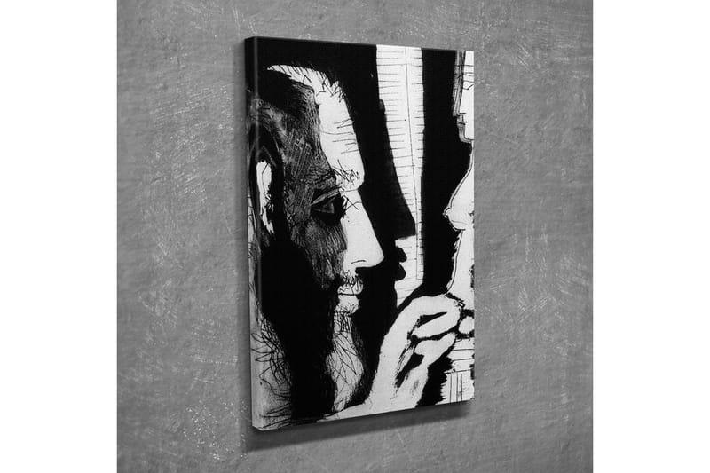 Canvastavla - Kontrastfylld porträtt av två ansikten i dialog - Svart / Vitt - Inredning - Tavlor & konst - Canvastavlor
