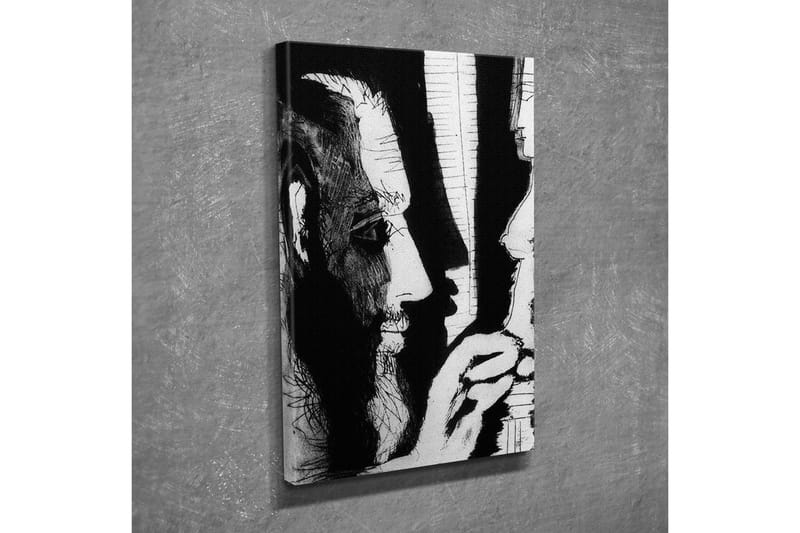 Canvastavla - Kontrastfylld porträtt av två ansikten i dialog - Svart / Vitt - Inredning - Tavlor & konst - Canvastavlor