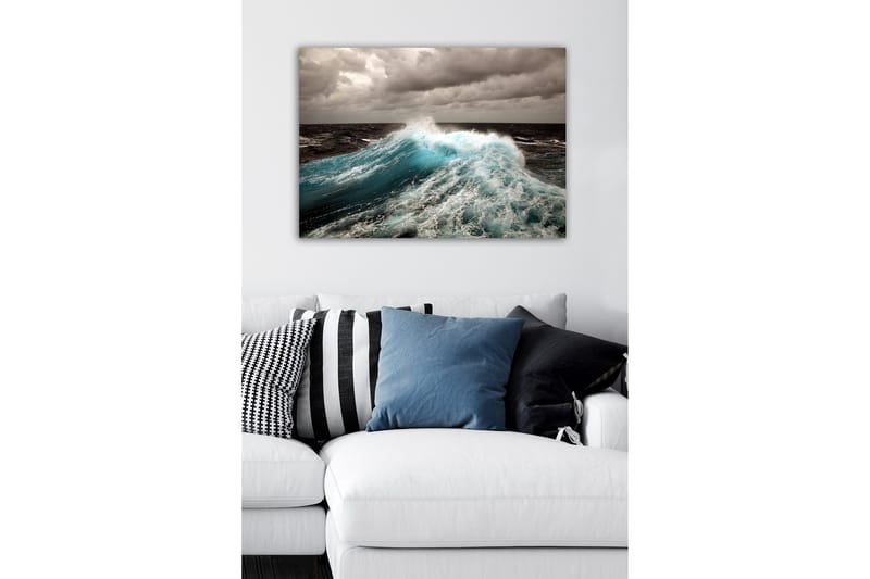Canvastavla - Kraftfull våg som bryter mot ytan - Turkos / Mörkblå / Grå - Inredning - Tavlor & konst - Canvastavlor