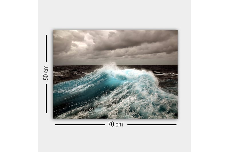 Canvastavla - Kraftfull våg som bryter mot ytan - Turkos / Mörkblå / Grå - Inredning - Tavlor & konst - Canvastavlor