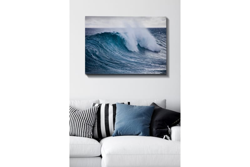Canvastavla - Kraftfull våg som bryter mot ytan - Turkos / Mörkblå / Vit - Inredning - Tavlor & konst - Canvastavlor