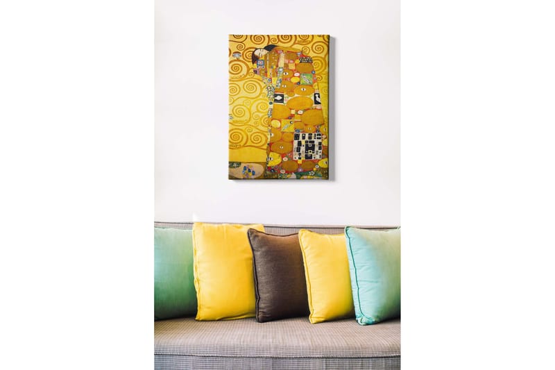 Canvastavla - Kramande par i en gyllene omgivning - Guld / Svart / Röd - Inredning - Tavlor & konst - Canvastavlor