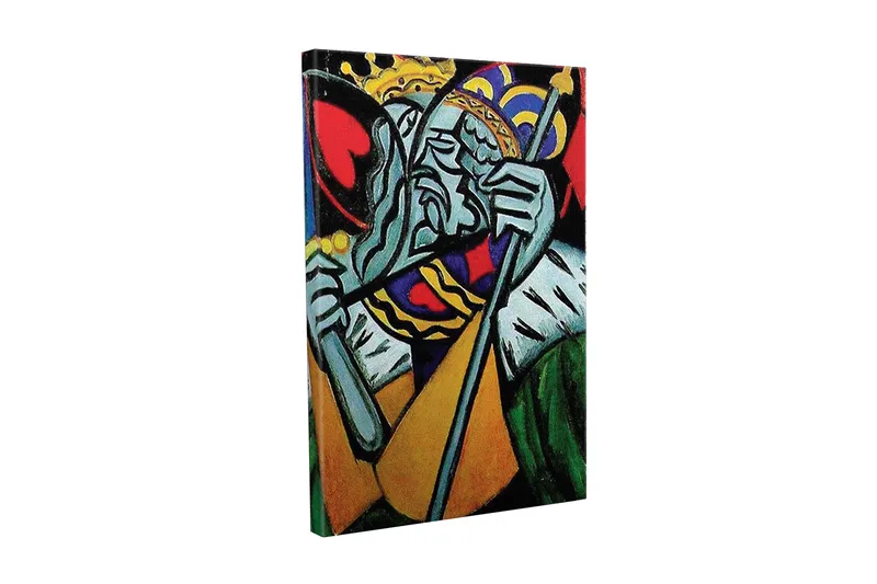 Canvastavla - Kunglig figur med en sorgsen uttryck och detaljerad krona, Grön / Röd / Blå