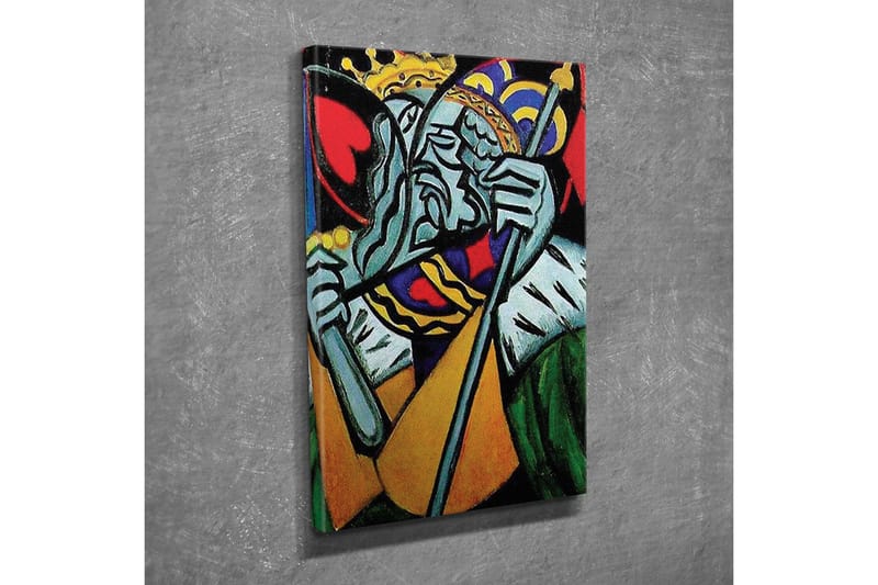 Canvastavla - Kunglig figur med en sorgsen uttryck och detaljerad krona - Grön / Röd / Blå - Inredning - Tavlor & konst - Canvastavlor