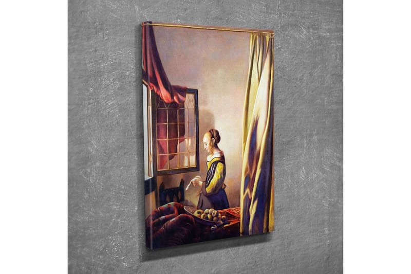 Canvastavla - Kvinna vid fönstret i ett inbjudande rum - Gult / Rödbrunt / Beige - Inredning - Tavlor & konst - Canvastavlor