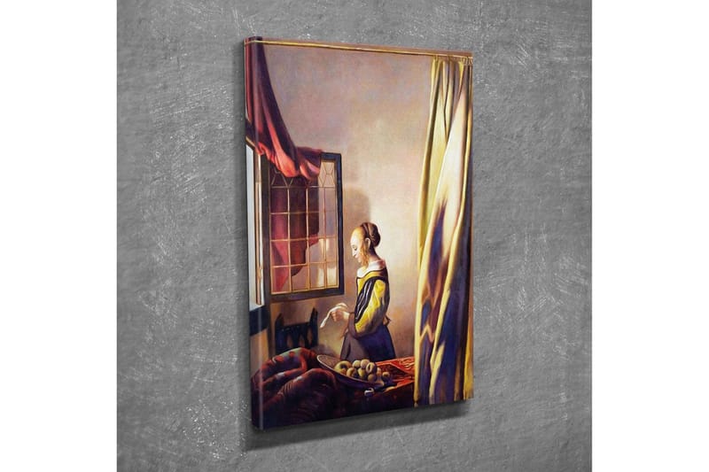 Canvastavla - Kvinna vid fönstret i ett inbjudande rum - Gult / Rödbrunt / Beige - Inredning - Tavlor & konst - Canvastavlor
