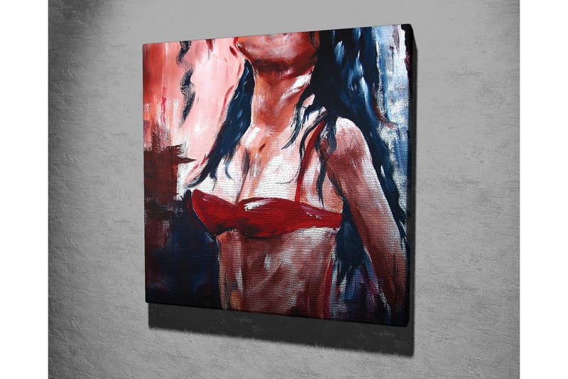 Canvastavla - Kvinnlig figur i röd bikini med mörkt hår - Röd / Svart / Hudton - Inredning - Tavlor & konst - Canvastavlor