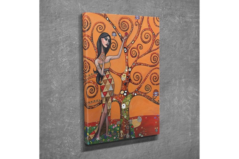 Canvastavla - Kvinnlig figur omgiven av snurrande trädgrenar - Orange / Grön / Röd - Inredning - Tavlor & konst - Canvastavlor