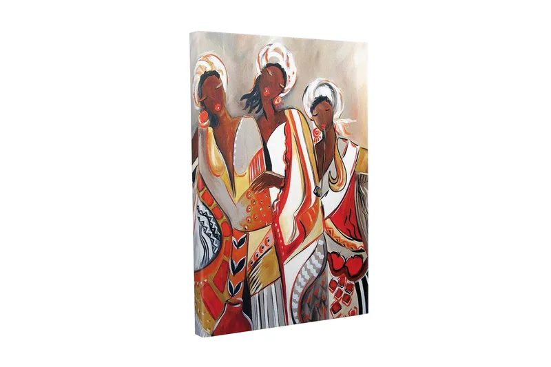 Canvastavla - Kvinnor i färgglada traditionella kläder, Röd / Beige / Svart