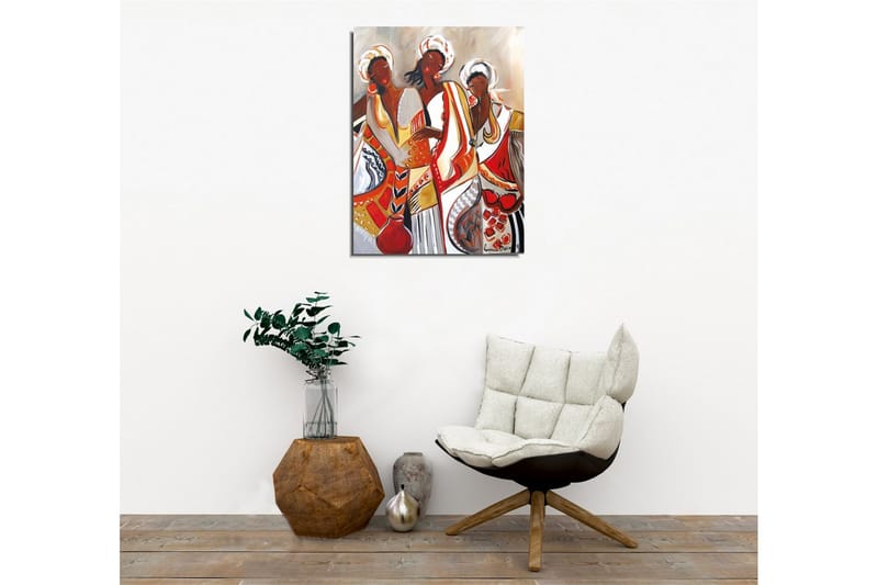 Canvastavla - Kvinnor i färgglada traditionella kläder - Röd / Beige / Svart - Inredning - Tavlor & konst - Canvastavlor