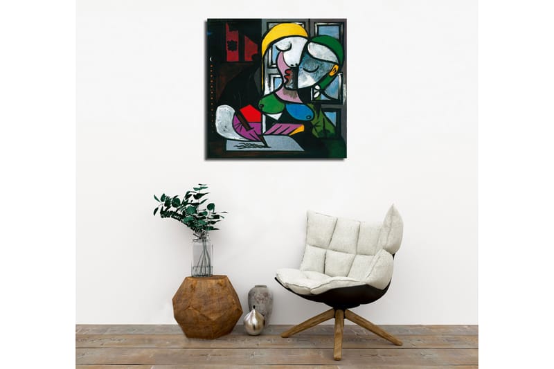 Canvastavla - Kysande par i en abstrakt stil - Grön / Gul / Lila - Inredning - Tavlor & konst - Canvastavlor