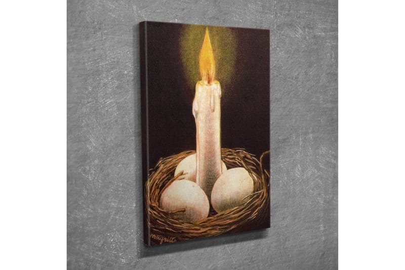 Canvastavla - Ljusnande ljus i ett bo med ägg - Vit / Brun / Gul - Inredning - Tavlor & konst - Canvastavlor