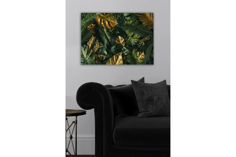 Canvastavla - Lummig samling av tropiska bladverk - Mörkgrön / Guld / Ljusgrön - Inredning - Tavlor & konst - Canvastavlor