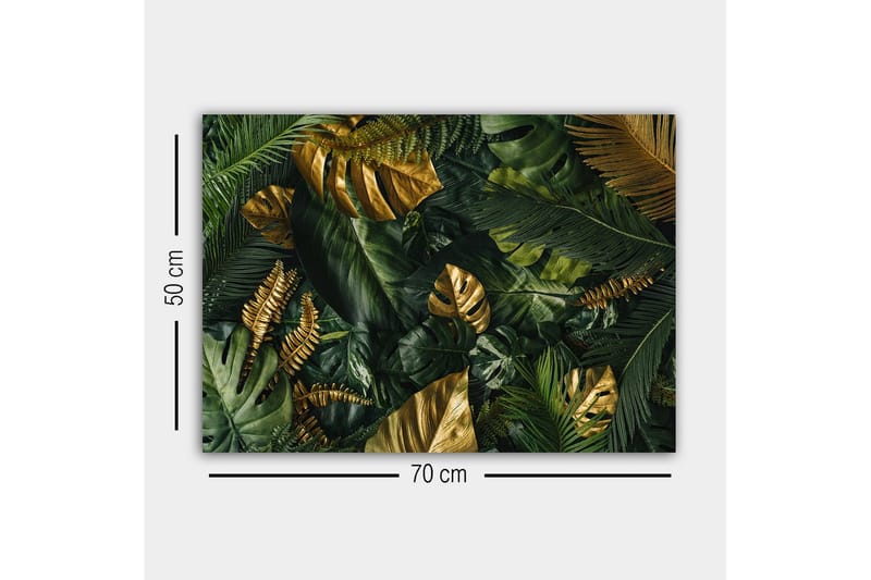 Canvastavla - Lummig samling av tropiska bladverk - Mörkgrön / Guld / Ljusgrön - Inredning - Tavlor & konst - Canvastavlor