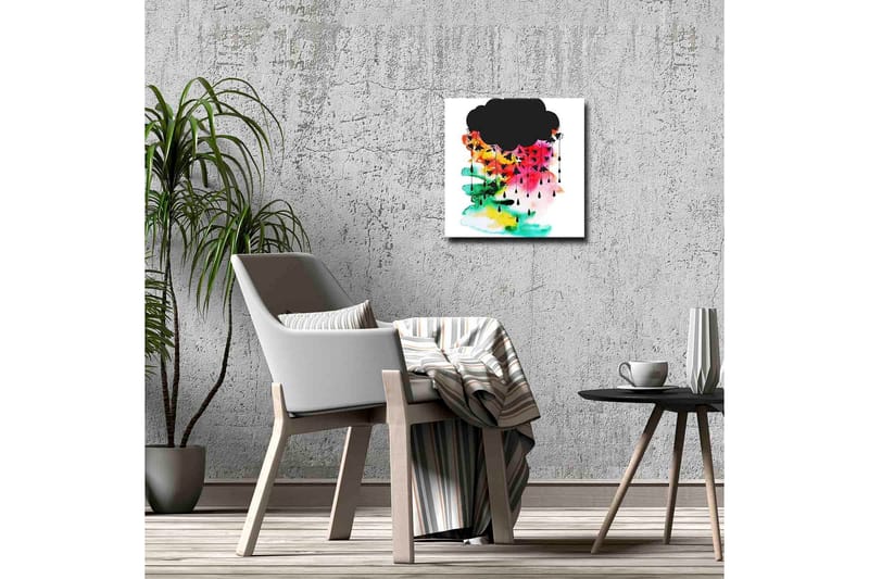 Canvastavla - Mörk molnformation med färgglada regndroppar - Svart / Rosa / Grön - Inredning - Tavlor & konst - Canvastavlor