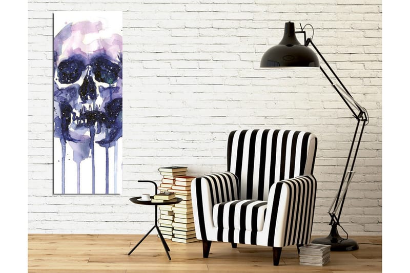 Canvastavla - Mörk och mystisk skalle med stjärnliknande detaljer - Lila / Mörkblå / Vit - Inredning - Tavlor & konst - Canvastavlor