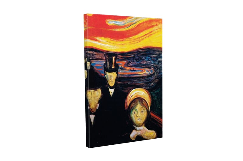 Canvastavla - Mörk silhuett av människor med en intensivt färgad himmel i bakgrunden, Röd / Svart / Gul