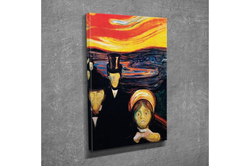 Canvastavla - Mörk silhuett av människor med en intensivt färgad himmel i bakgrunden - Röd / Svart / Gul - Inredning - Tavlor & konst - Canvastavlor