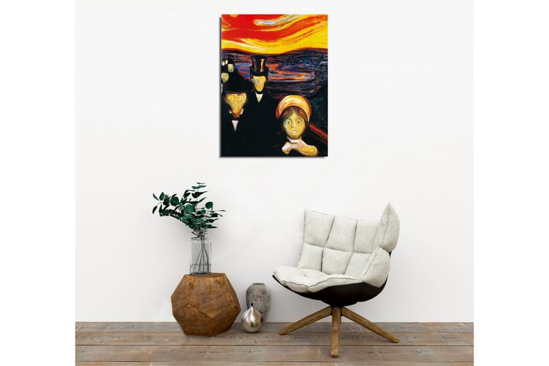 Canvastavla - Mörk silhuett av människor med en intensivt färgad himmel i bakgrunden - Röd / Svart / Gul - Inredning - Tavlor & konst - Canvastavlor