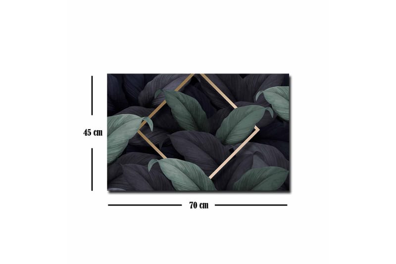 Canvastavla - Mörkgrön och svarta blad i en elegant komposition - Mörkgrön / Svart / Guld - Inredning - Tavlor & konst - Canvastavlor