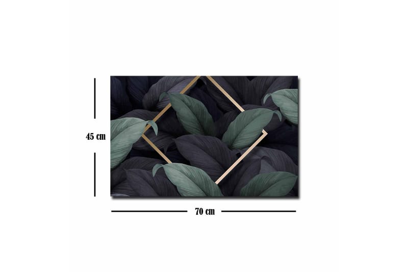 Canvastavla - Mörkgrön och svarta blad i en elegant komposition - Mörkgrön / Svart / Guld - Inredning - Tavlor & konst - Canvastavlor