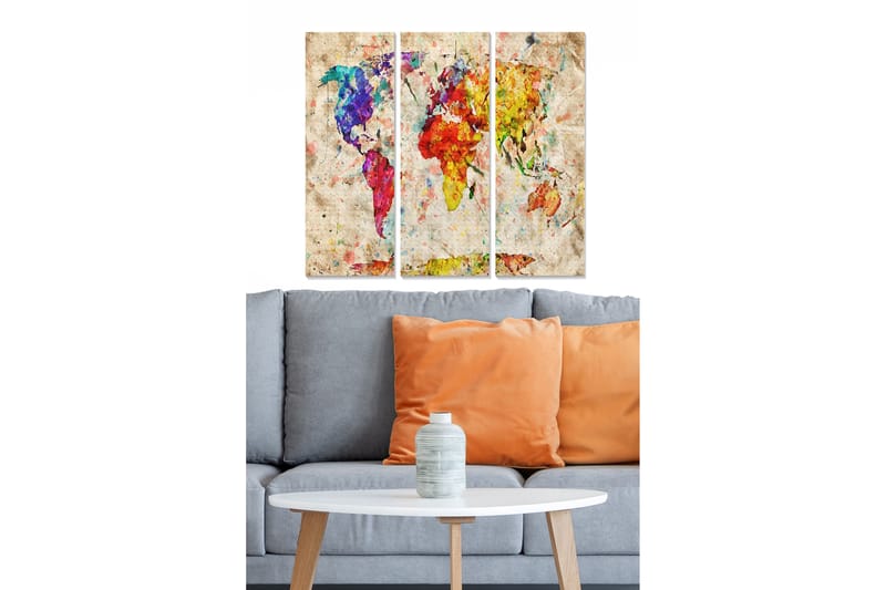 Canvastavla Map 3-pack Flerfärgad - 20x50 cm - Inredning - Tavlor & konst - Canvastavlor