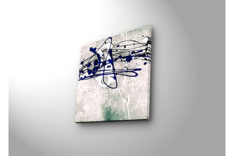 Canvastavla med LED-belysning 28x28 cm - Abstrakt komposition med blåa och svarta linjer på en ljus bakgrund - Blå / Svart / Grön - Inredning - Tavlor & konst - Canvastavlor