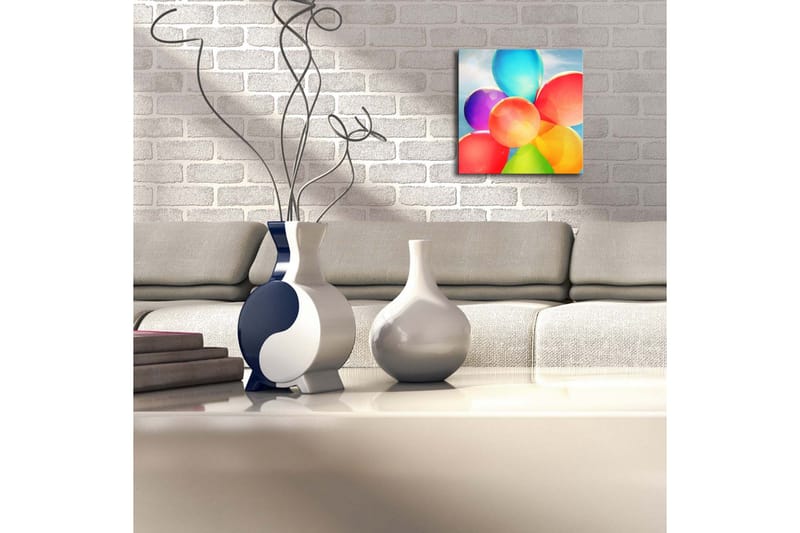Canvastavla med LED-belysning 28x28 cm - Färgglad samling av ballonger - Röd / Blå / Grön - Inredning - Tavlor & konst - Canvastavlor