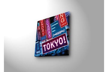 Canvastavla med LED-belysning 28x28 cm - Neonljus med texten TOKYO! - Rosa / Blå / Röd - Inredning - Tavlor & konst - Canvastavlor