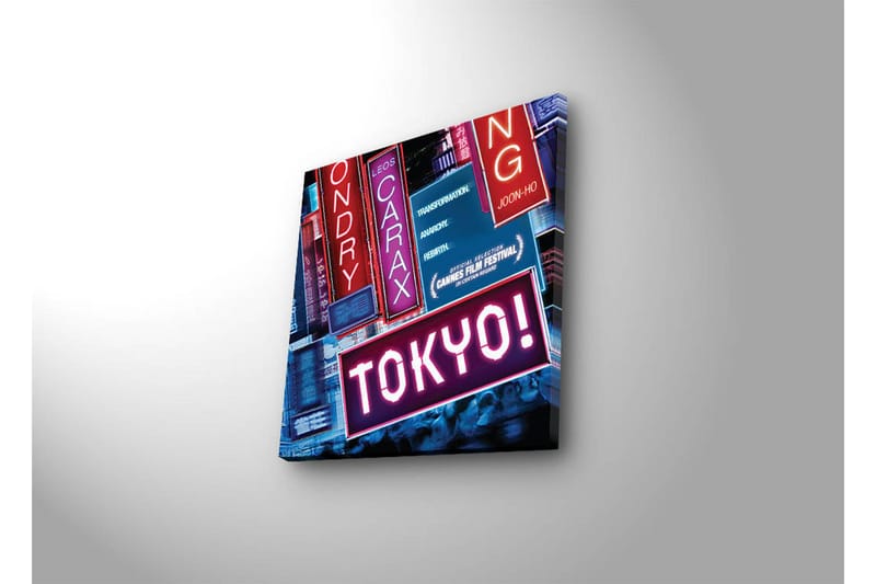 Canvastavla med LED-belysning 28x28 cm - Neonljus med texten TOKYO! - Rosa / Blå / Röd - Inredning - Tavlor & konst - Canvastavlor