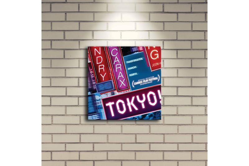Canvastavla med LED-belysning 28x28 cm - Neonljus med texten TOKYO! - Rosa / Blå / Röd - Inredning - Tavlor & konst - Canvastavlor