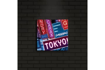Canvastavla med LED-belysning 28x28 cm - Neonljus med texten TOKYO! - Rosa / Blå / Röd - Inredning - Tavlor & konst - Canvastavlor