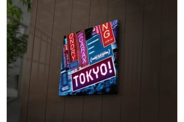 Canvastavla med LED-belysning 28x28 cm - Neonljus med texten TOKYO! - Rosa / Blå / Röd - Inredning - Tavlor & konst - Canvastavlor