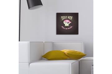 Canvastavla med LED-belysning 28x28 cm - Skalle med pirathatt och texten DEAD MEN TELL NO TALES - Grön / Rosa / Svart - Inredning - Tavlor & konst - Canvastavlor