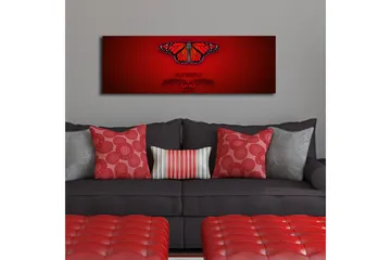 Canvastavla med LED-belysning 30x90 cm - Färgglad fjäril med detaljerade vingar - Röd / Svart / Orange - Inredning - Tavlor & konst - Canvastavlor