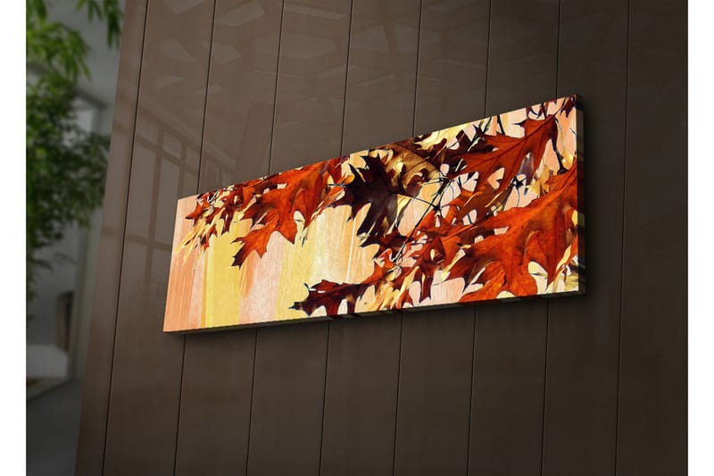Canvastavla med LED-belysning 30x90 cm - Höstlöv i varma nyanser av röd och orange - Röd / Orange / Gul - Inredning - Tavlor & konst - Canvastavlor