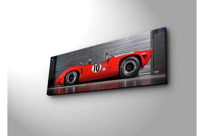 Canvastavla med LED-belysning 30x90 cm - Sportbil i röd färg med nummer 10 på sidan - Röd / Svart - Inredning - Tavlor & konst - Canvastavlor