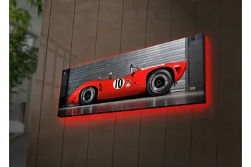 Canvastavla med LED-belysning 30x90 cm - Sportbil i röd färg med nummer 10 på sidan - Röd / Svart - Inredning - Tavlor & konst - Canvastavlor
