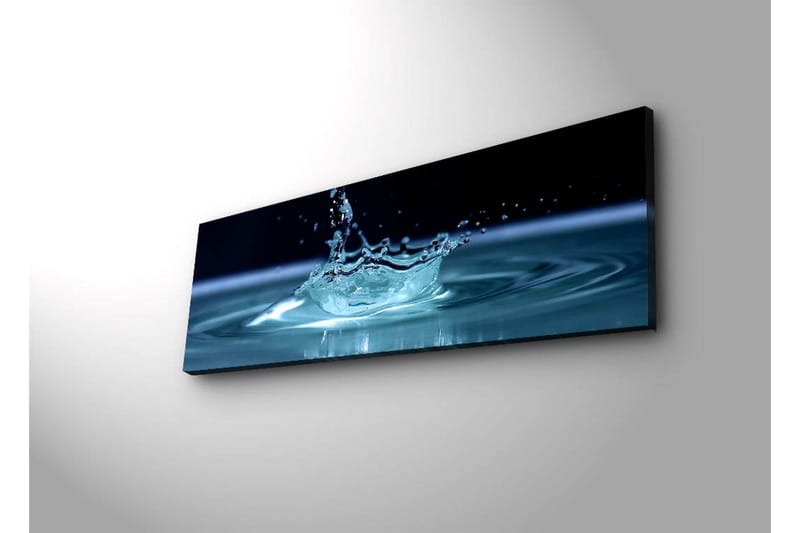 Canvastavla med LED-belysning 30x90 cm - Vattenstänk som skapar en elegant krusning i ytan - Blå / Turkos - Inredning - Tavlor & konst - Canvastavlor