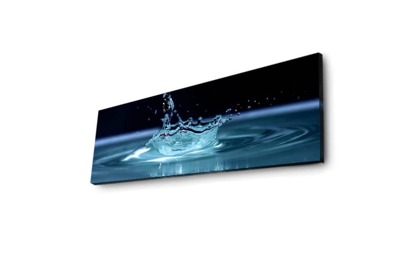 Canvastavla med LED-belysning 30x90 cm - Vattenstänk som skapar en elegant krusning i ytan - Blå / Turkos - Inredning - Tavlor & konst - Canvastavlor